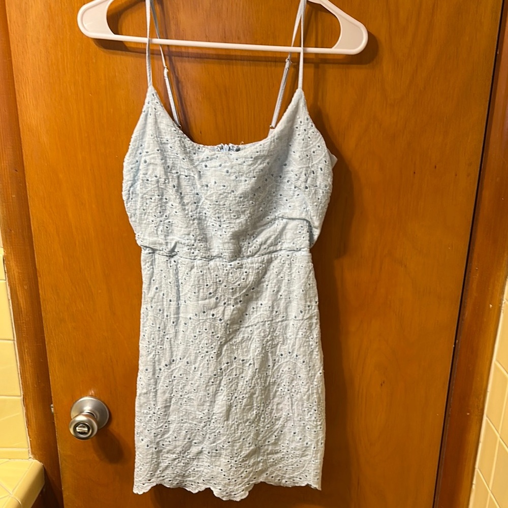 Light Blue Eyelet Short Sundress